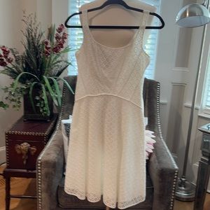 Max Studio Sz S White fitted bodice full skirt fully lined side zip GUC